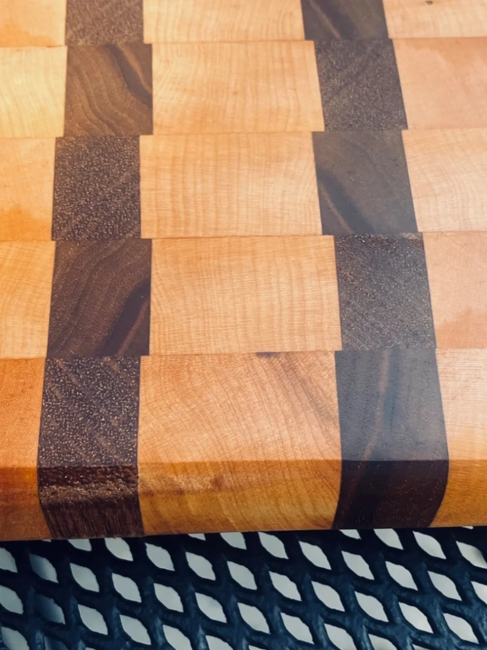 Hand Made End Grain Cutting Board- 100% Reclaimed Maple and Walnut
